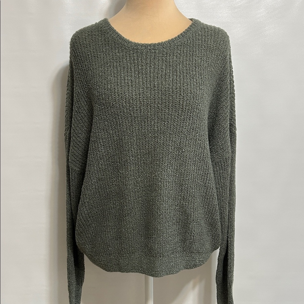 NWT Sweet Wanderer Green Crew Neck Dolman Long Sleeve Sweater Tie Back Size XL